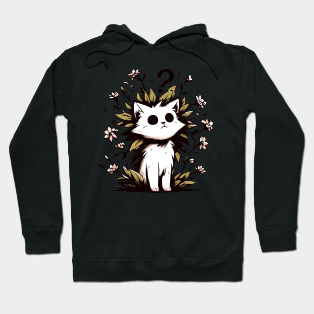 Funny confused cat with flowers plants Hoodie by TomFrontierArt